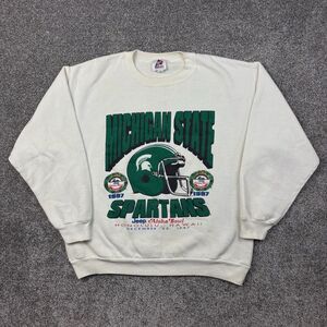 Vintage Michigan State Spartans Sweatshirt Mens L White Aloha Bowl Football 90s‎